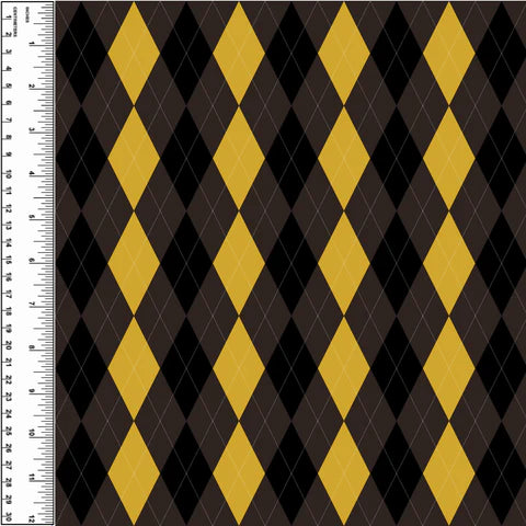Argyle Brown & Gold Cotton French Terry