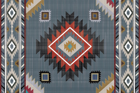 Blue Geometric Brushed Microfiber Toweling