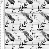 PREORDER Charcoal Leaves White Woodboard