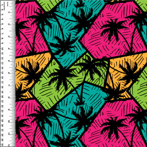 Electric Palm Trees Brushed Microfiber Toweling