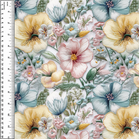 PREORDER Embroidered Petunia on White
