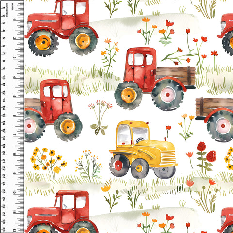 PREORDER Farm Vehicles Grassy Floral