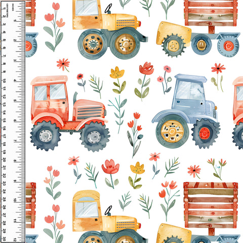 Remnant Farm Vehicles Primary Floral 28.5” Squish
