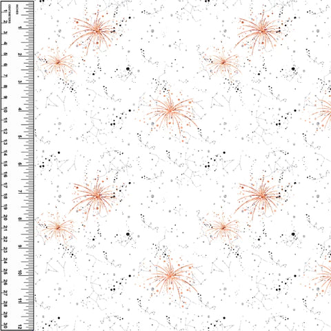 Fireworks on White Bamboo French Terry