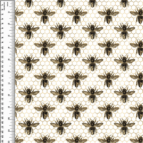 PREORDER Golden Bees on White Honeycomb