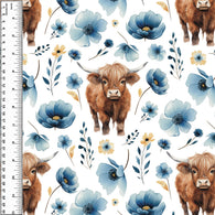 PREORDER Highland Cow Blue Waterglass Floral