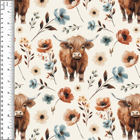 PREORDER Highland Cow Watercolour Floral Cream