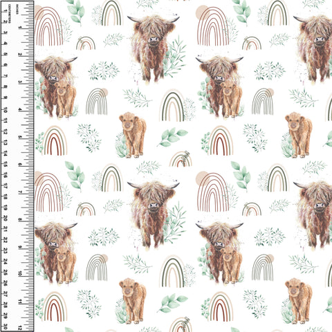 PREORDER Highland Cows Rainbow Greenery