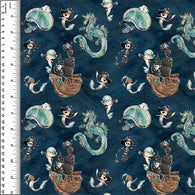 Pirate Life Blue Brushed Microfiber Toweling