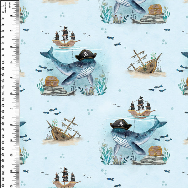 Pirate Whale Brushed Microfiber Toweling