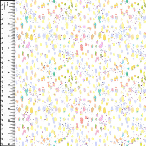 Prehistoric Spring Spots on White Cotton Spandex