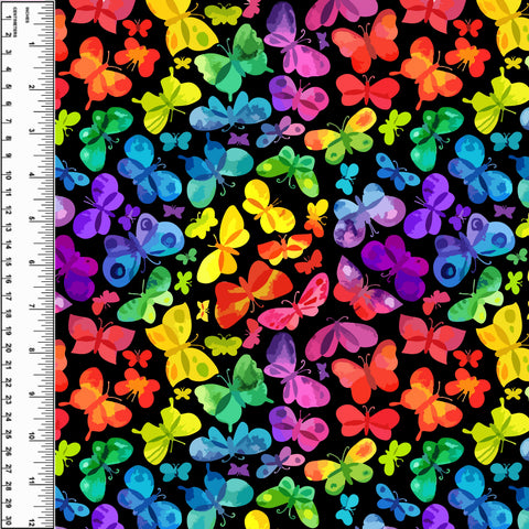 PREORDER Rainbow Butterflies on Black