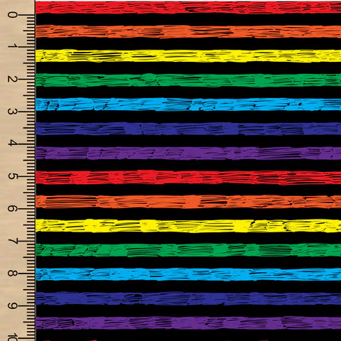 Remnant Sketchy Stripe Rainbow 19” Cotton Spandex