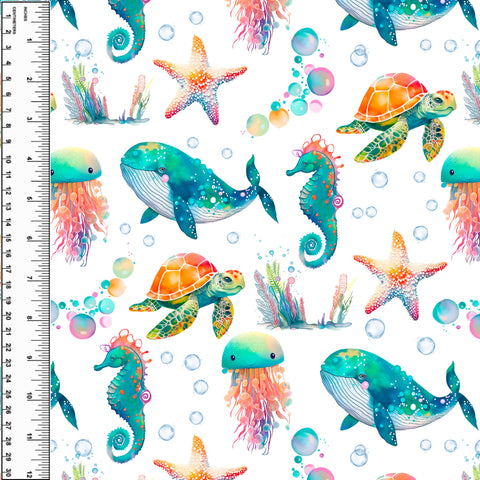 Technicolor Sea Life Brushed Microfiber Toweling