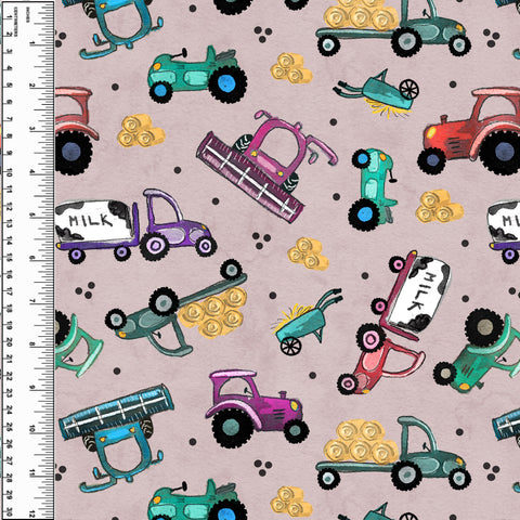Working Farm Vehicles Pink PUL
