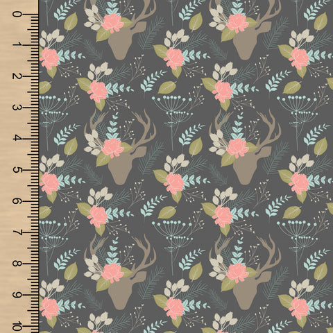 PREORDER Floral Deer on Grey