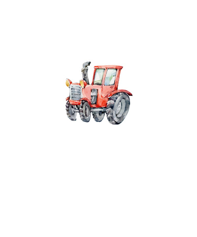 Painted Red Tractor Cotton Spandex Panel Child
