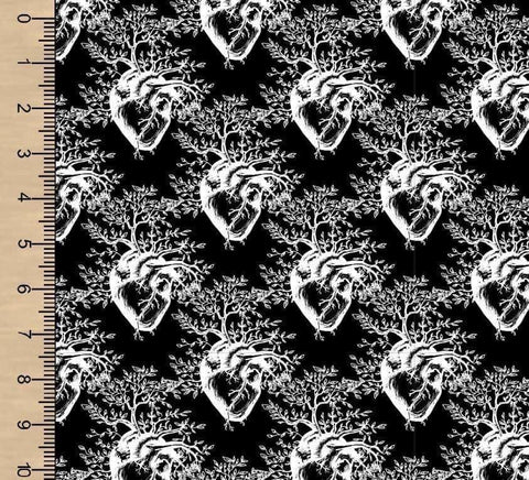 Growing Hearts Monochrome Woven Cotton